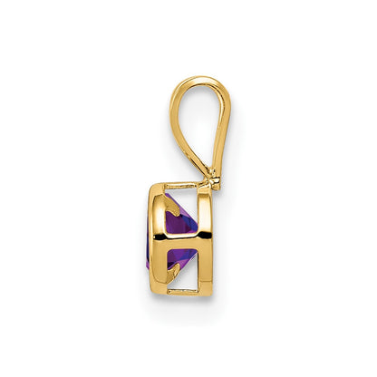 14K Yellow Gold 4mm Amethyst bezel pendant