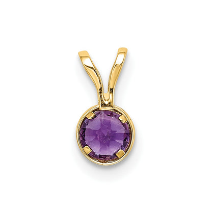 14K Yellow Gold 4mm Amethyst bezel pendant