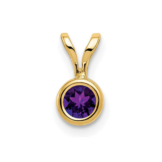 14K Yellow Gold 4mm Amethyst bezel pendant