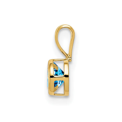 14K Yellow Gold 4mm Blue Topaz bezel pendant
