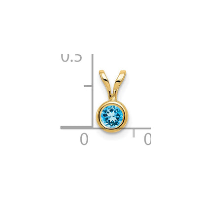 14K Yellow Gold 4mm Blue Topaz bezel pendant