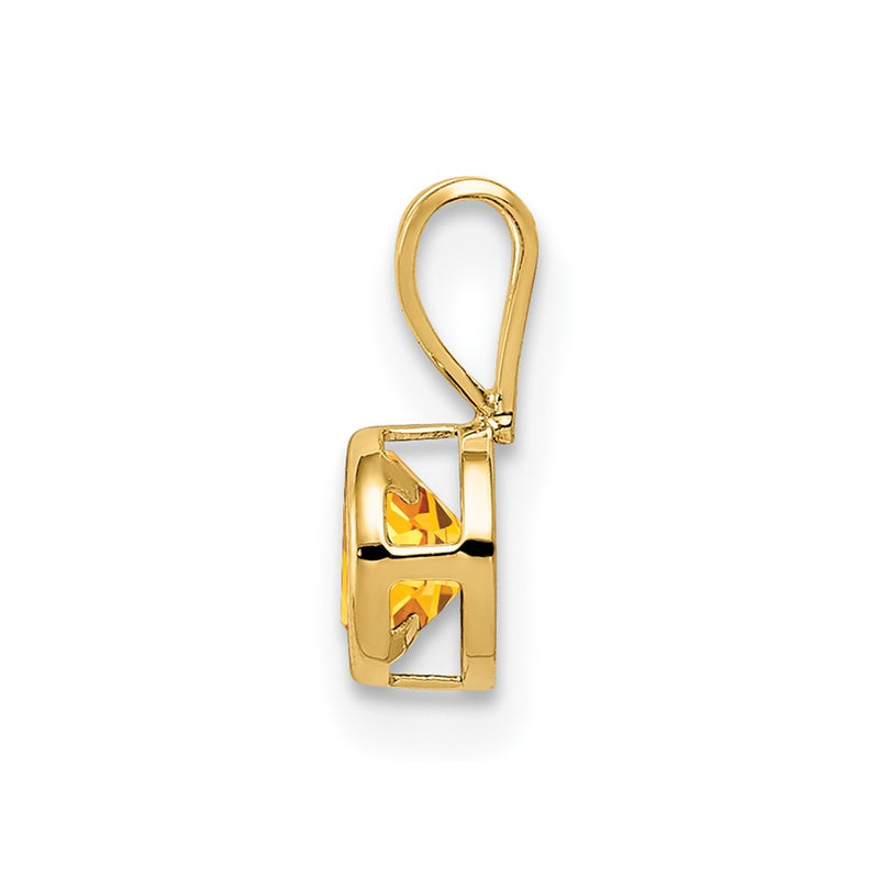 14K Yellow Gold 4mm Citrine bezel pendant