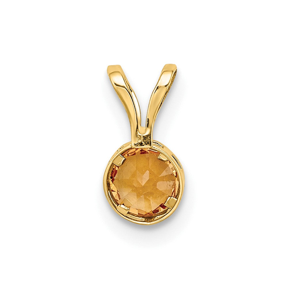 14K Yellow Gold 4mm Citrine bezel pendant