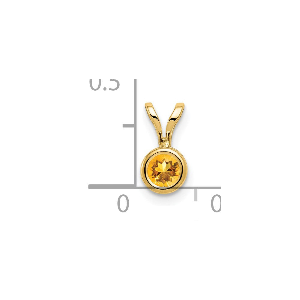 14K Yellow Gold 4mm Citrine bezel pendant