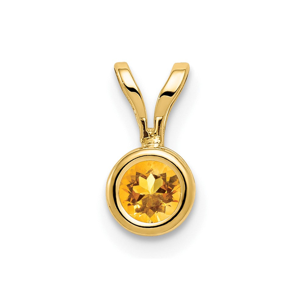 14K Yellow Gold 4mm Citrine bezel pendant