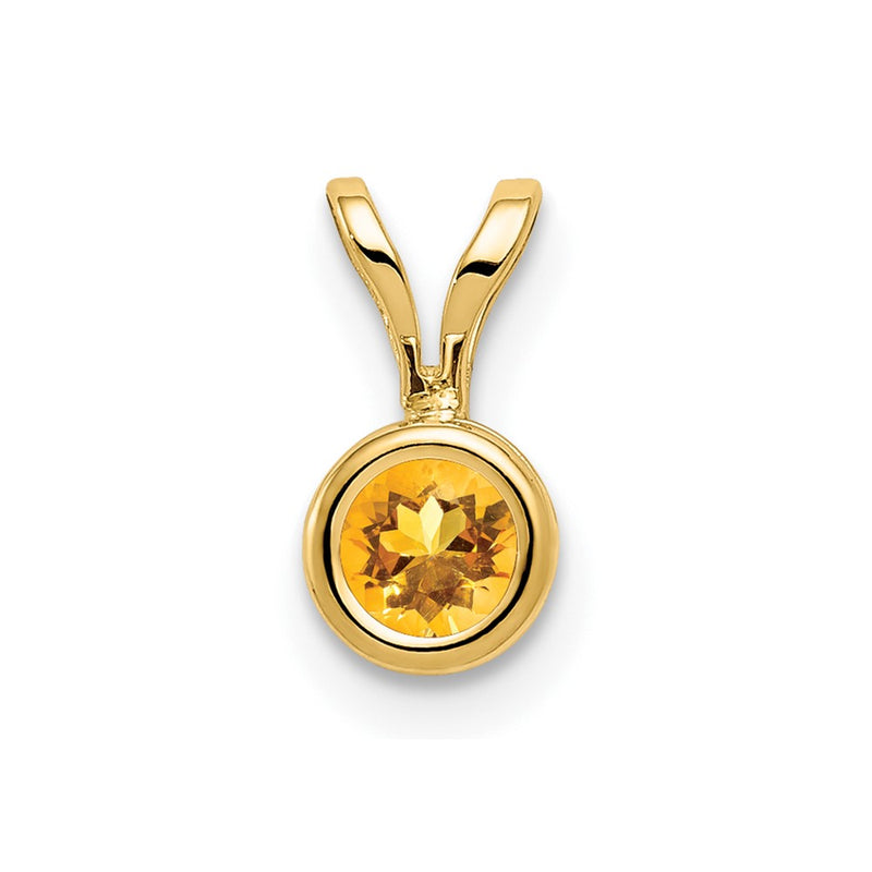 14K Yellow Gold 4mm Citrine bezel pendant
