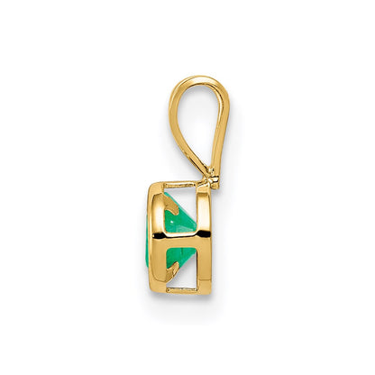 14K Yellow Gold 4mm Emerald bezel pendant