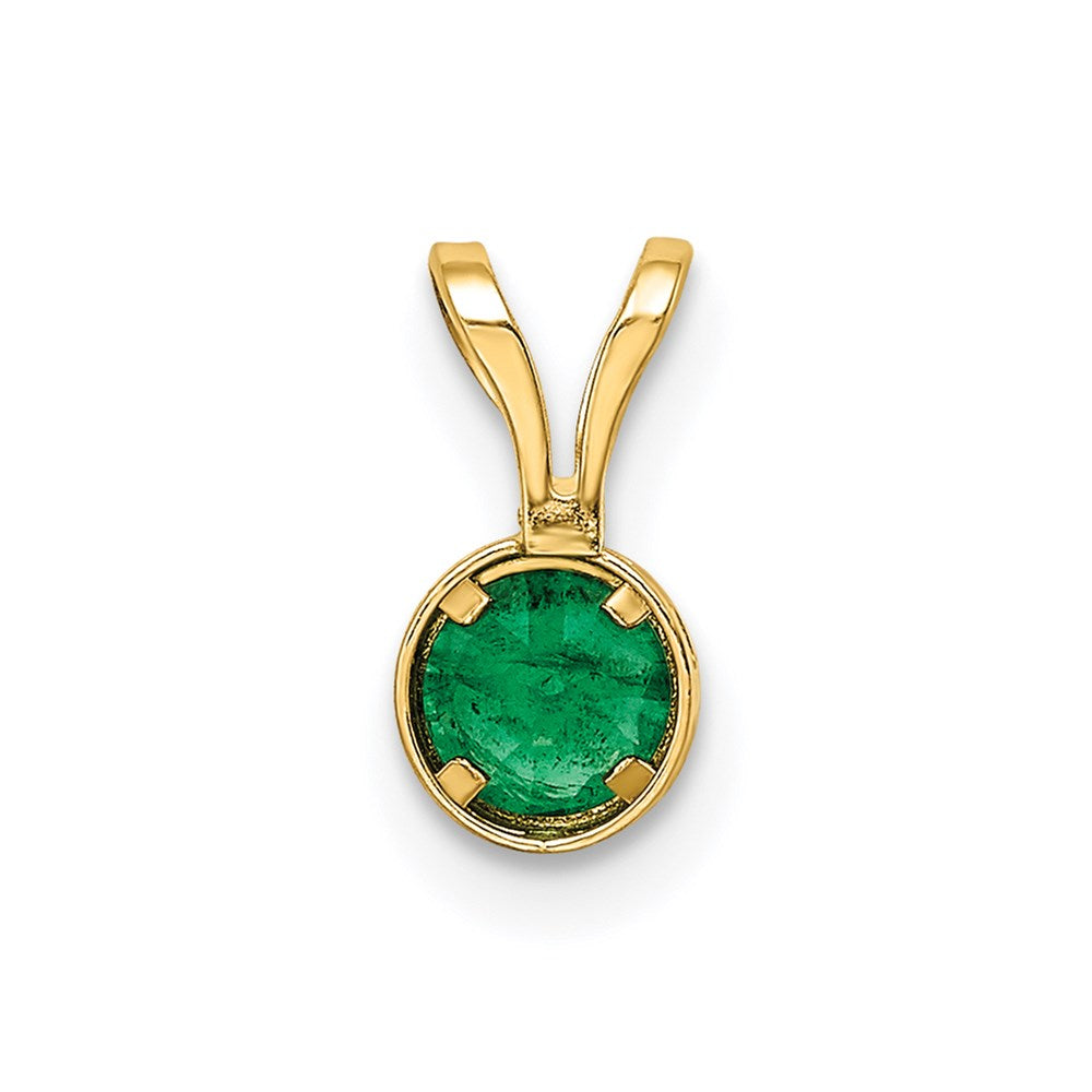 14K Yellow Gold 4mm Emerald bezel pendant