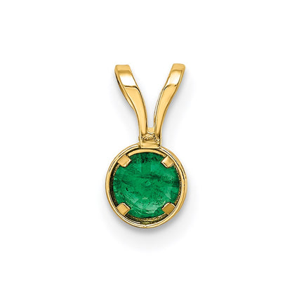 14K Yellow Gold 4mm Emerald bezel pendant