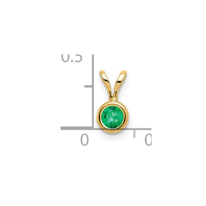 14K Yellow Gold 4mm Emerald bezel pendant