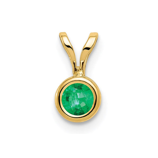 14K Yellow Gold 4mm Emerald bezel pendant