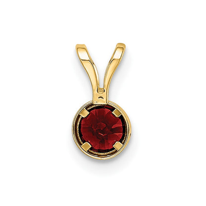14K Yellow Gold 4mm Garnet bezel pendant
