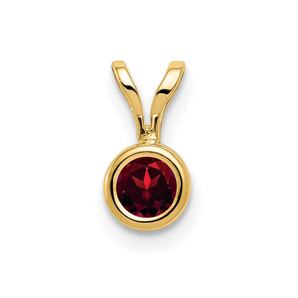 14K Yellow Gold 4mm Garnet bezel pendant