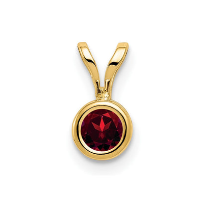 14K Yellow Gold 4mm Garnet bezel pendant