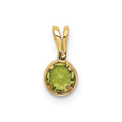 14K Yellow Gold 4mm Peridot bezel pendant