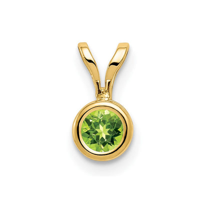 14K Yellow Gold 4mm Peridot bezel pendant