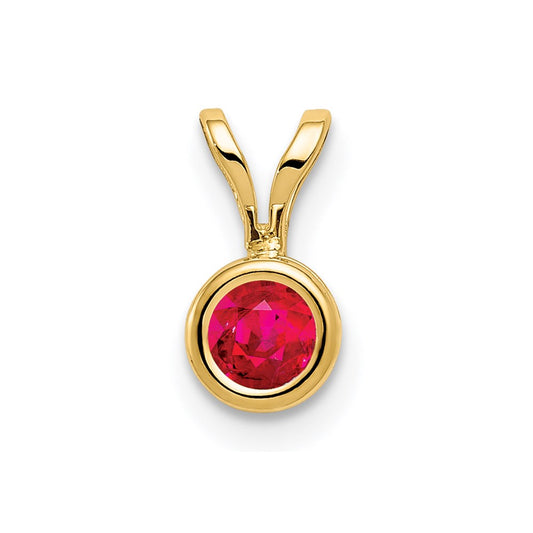 14K Yellow Gold 4mm Ruby bezel pendant