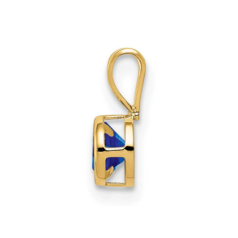 14K Yellow Gold 4mm Sapphire bezel pendant