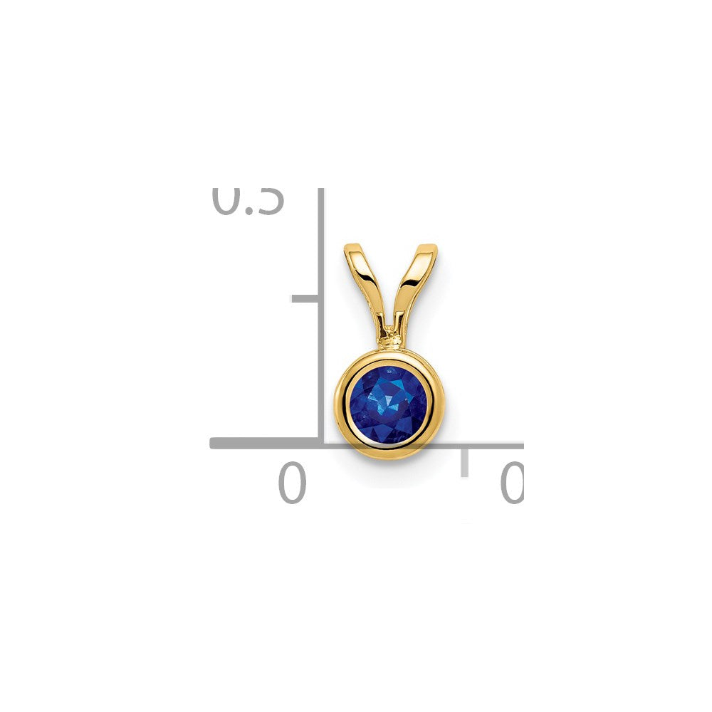 14K Yellow Gold 4mm Sapphire bezel pendant
