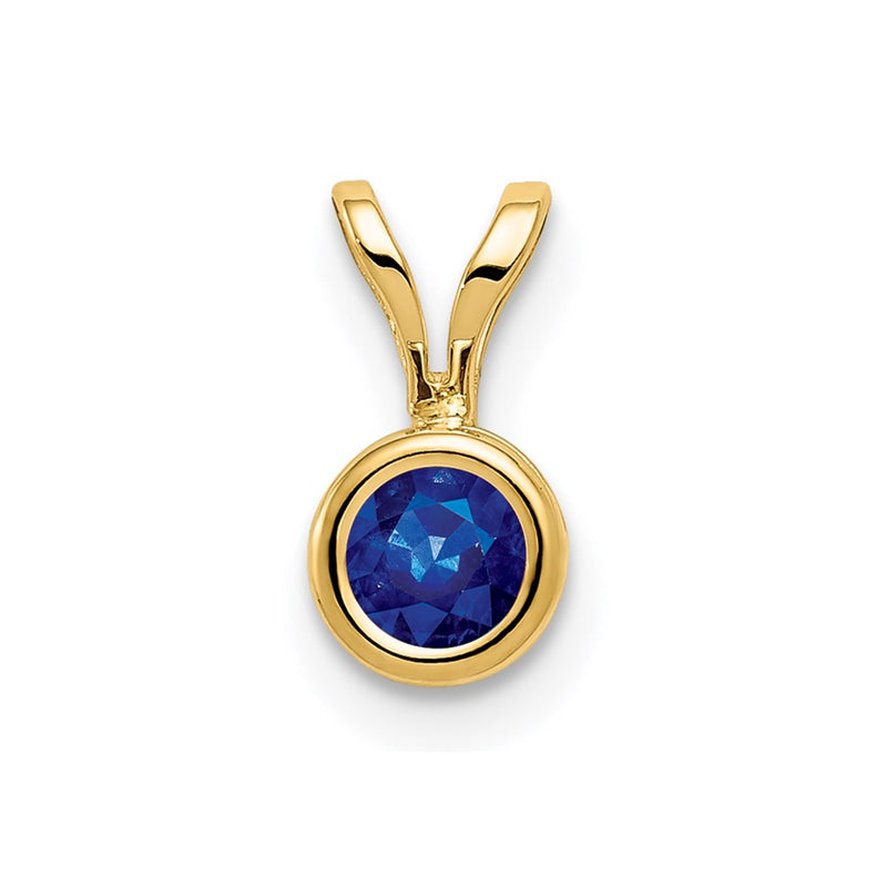 14K Yellow Gold 4mm Sapphire bezel pendant