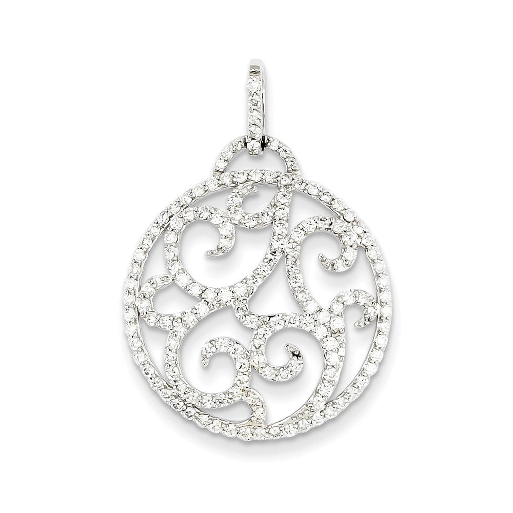 14k White Gold Fancy Real Diamond Pendant