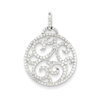 14k White Gold Fancy Real Diamond Pendant