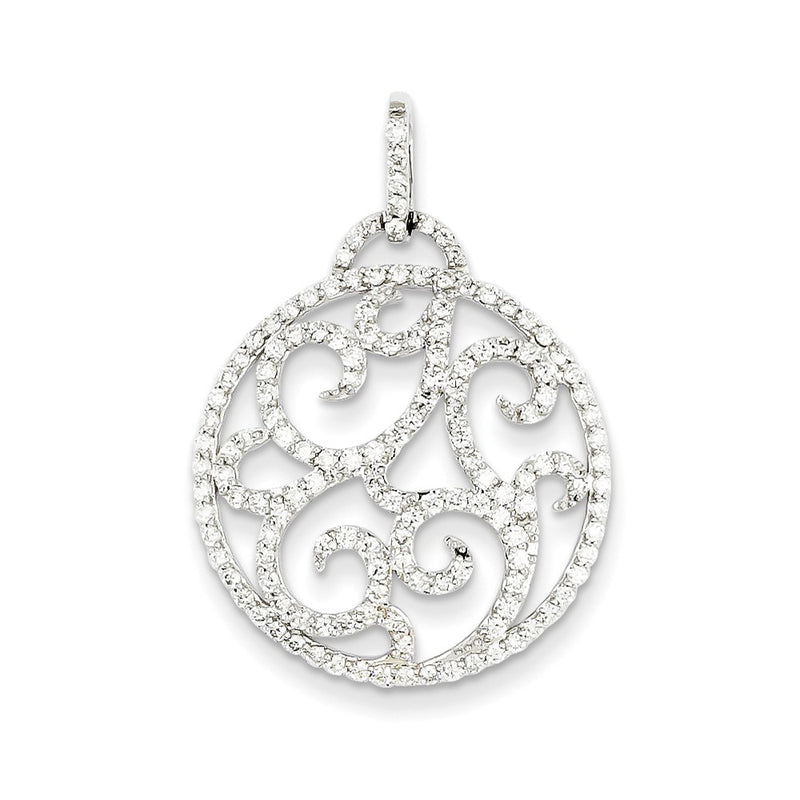 14k White Gold Fancy Real Diamond Pendant