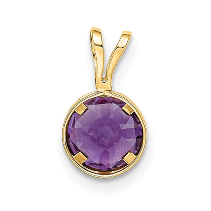 14K Yellow Gold 6mm Amethyst bezel pendant