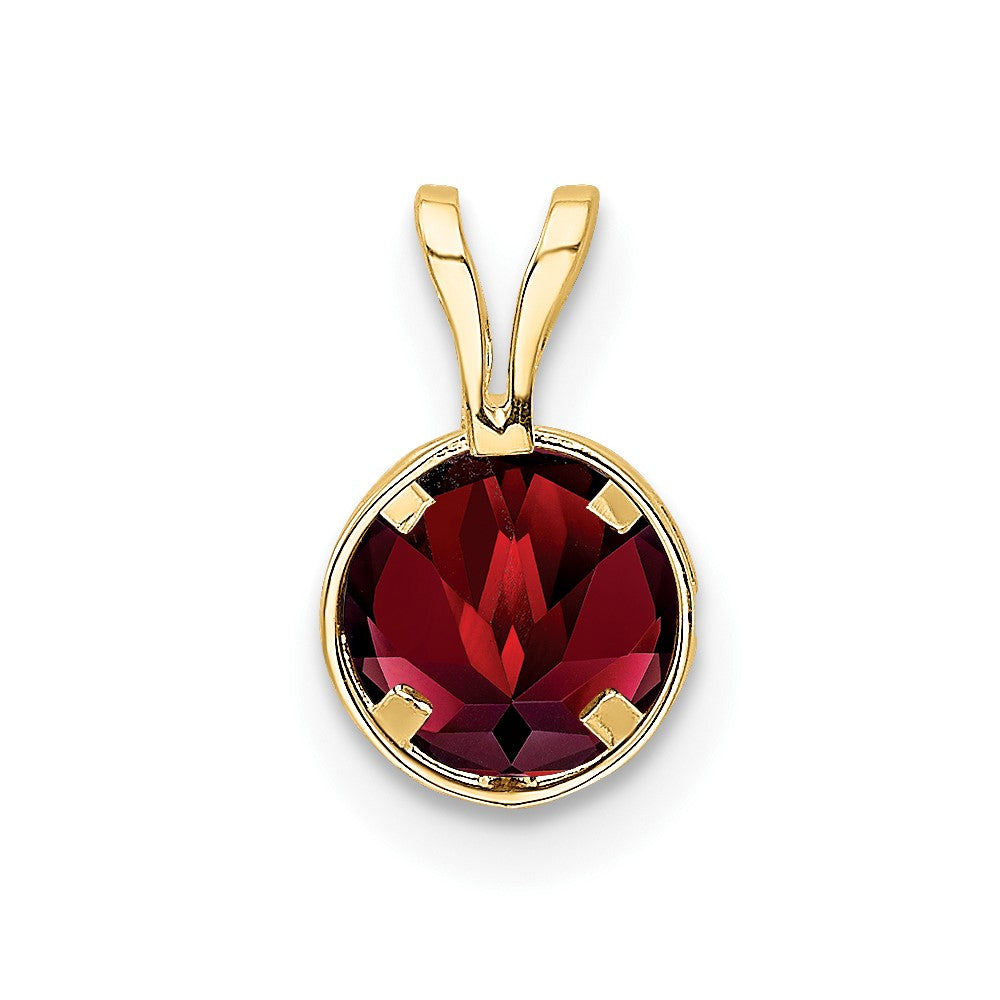 14K Yellow Gold 6mm Garnet bezel pendant