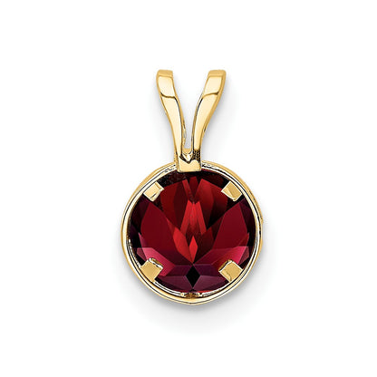 14K Yellow Gold 6mm Garnet bezel pendant