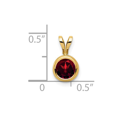 14K Yellow Gold 6mm Garnet bezel pendant