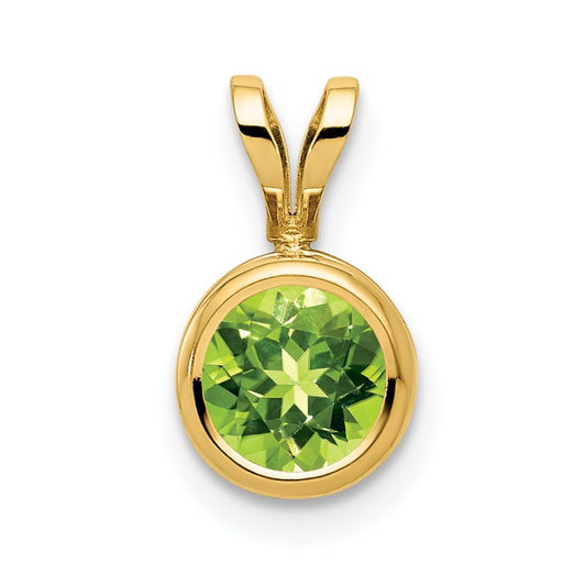 14K Yellow Gold 6mm Peridot bezel pendant