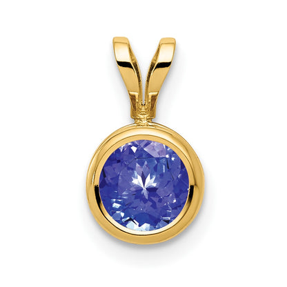 14k Yellow Gold 6mm Tanzanite bezel pendant