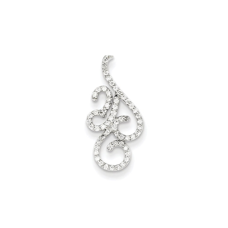 14k White Gold Fancy Real Diamond Chain Slide