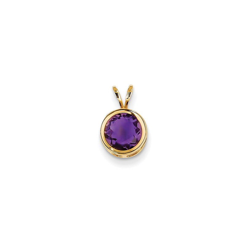 14K Yellow Gold 7mm Amethyst Checker bezel pendant