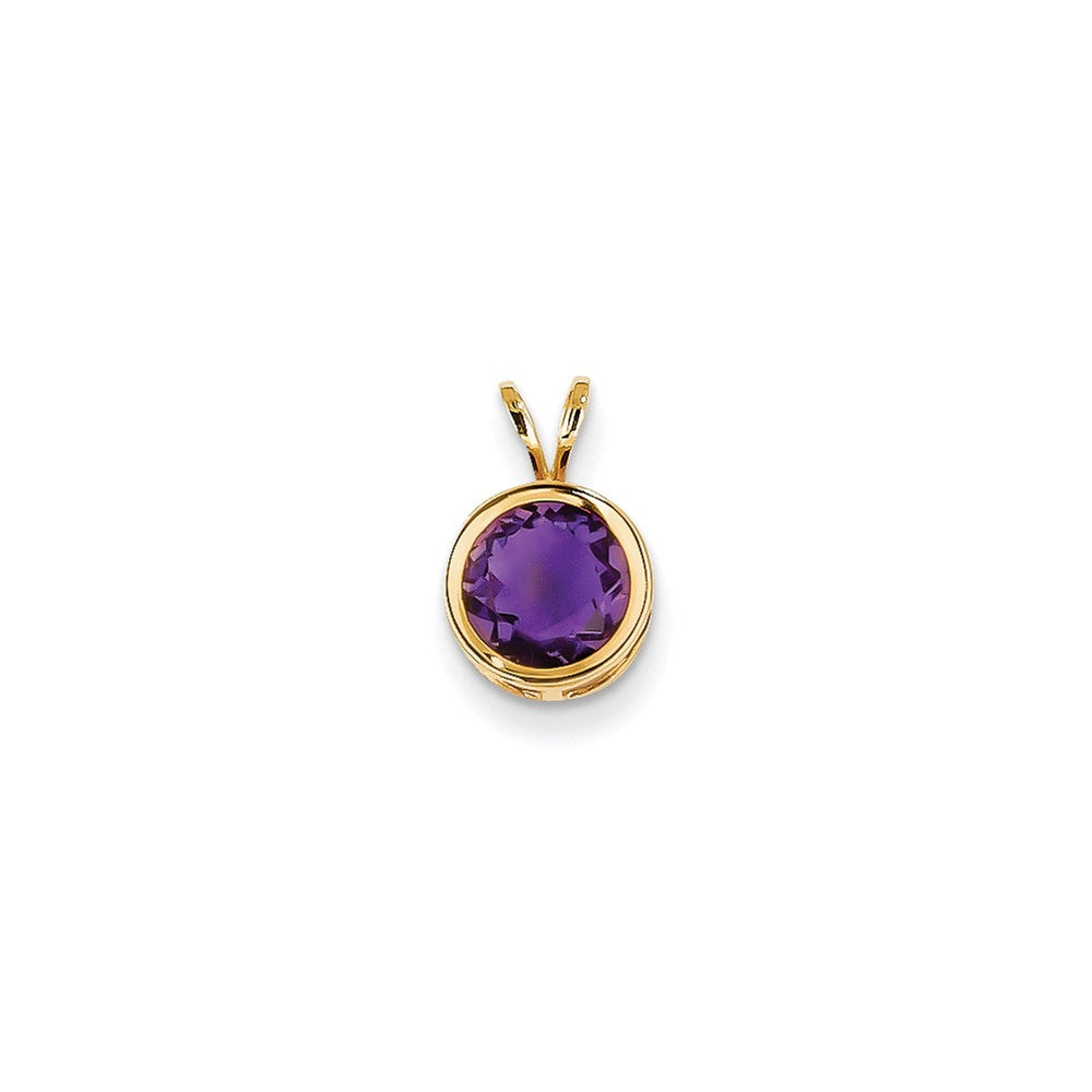 14K Yellow Gold 7mm Amethyst bezel pendant
