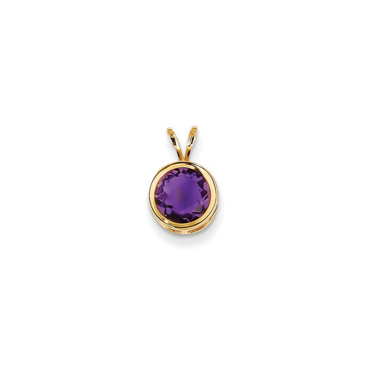 14K Yellow Gold 7mm Amethyst bezel pendant