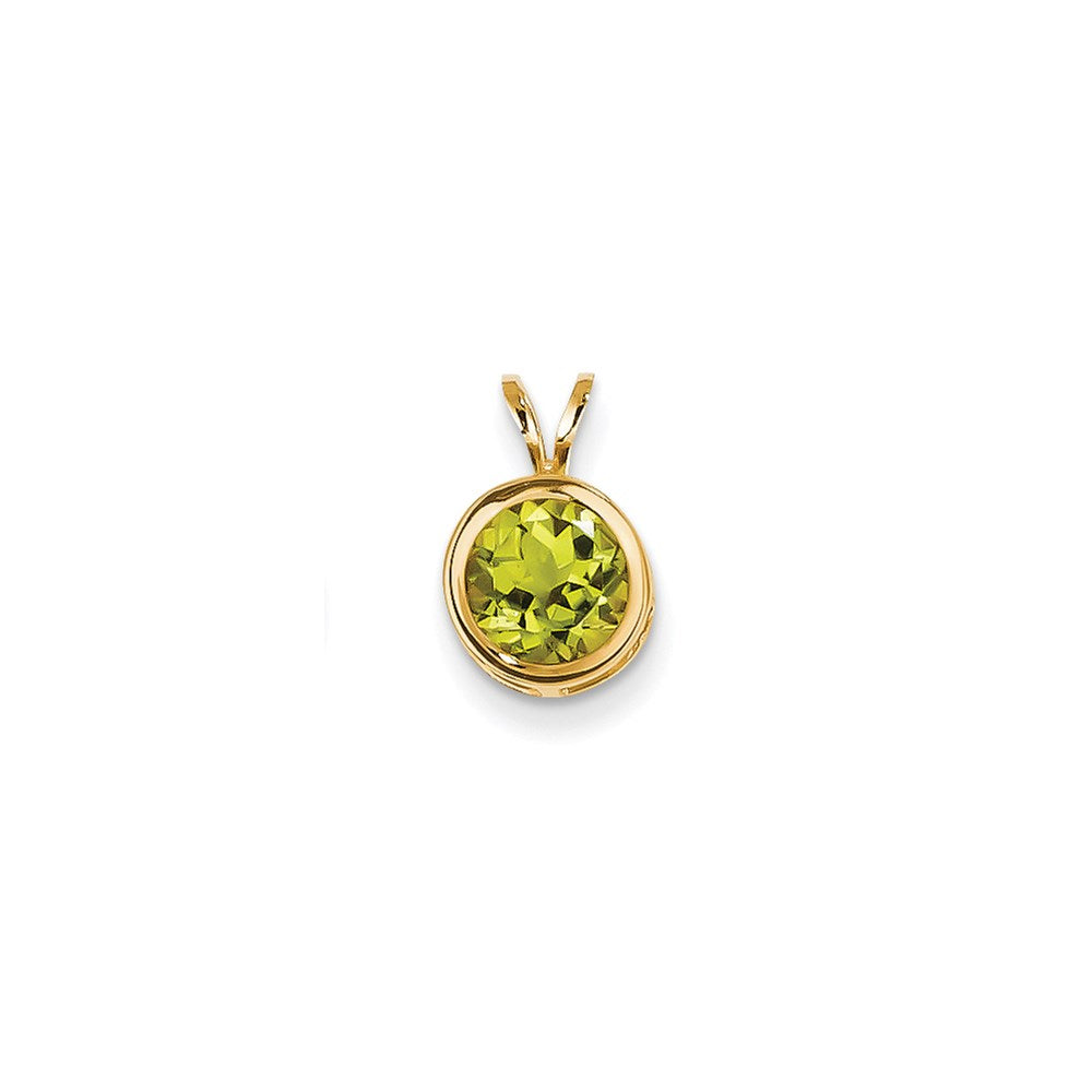 14K Yellow Gold 7mm Peridot bezel pendant