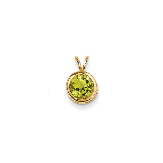 14K Yellow Gold 7mm Peridot bezel pendant