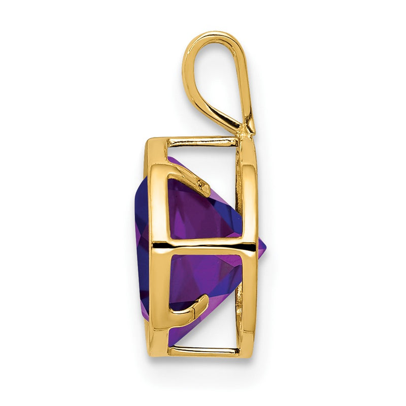 14K Yellow Gold 8mm Amethyst Checker bezel pendant