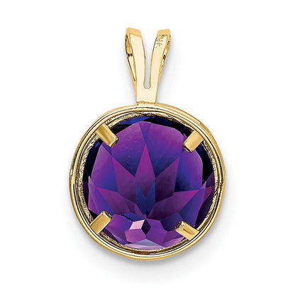 14K Yellow Gold 8mm Amethyst Checker bezel pendant