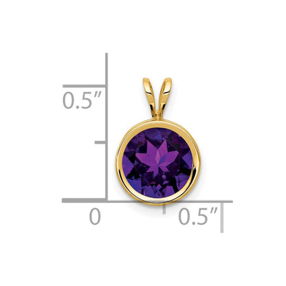 14K Yellow Gold 8mm Amethyst Checker bezel pendant
