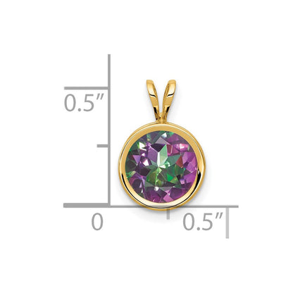 14K Yellow Gold 8mm Fire Topaz bezel pendant
