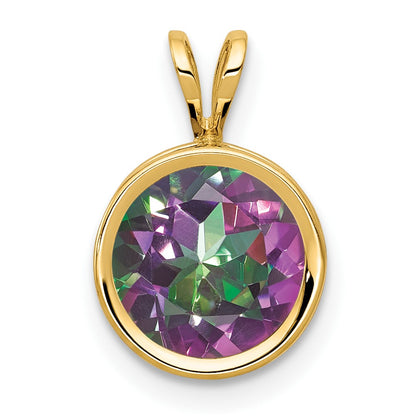 14K Yellow Gold 8mm Fire Topaz bezel pendant