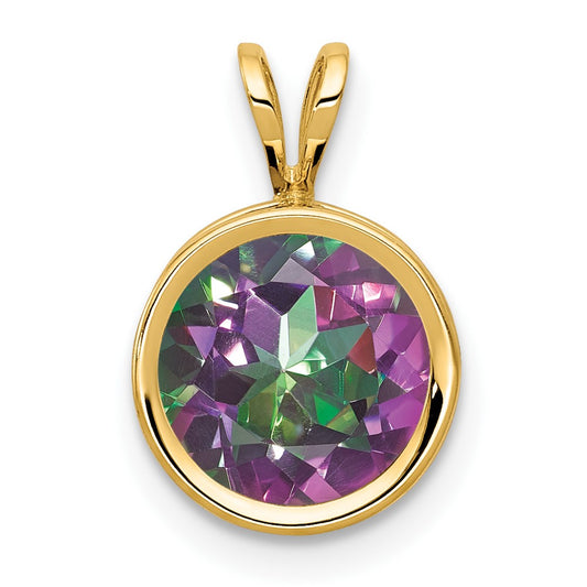 14K Yellow Gold 8mm Fire Topaz bezel pendant