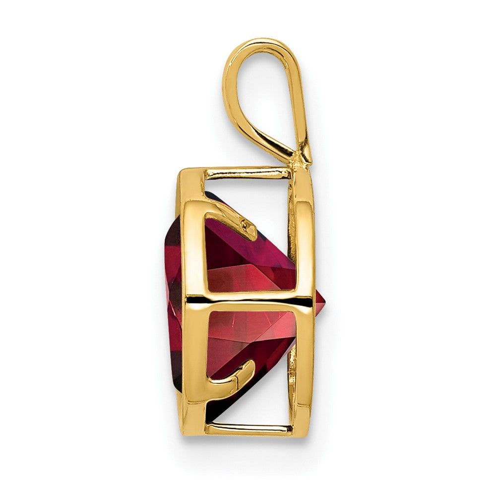 14K Yellow Gold 8mm Garnet Checker bezel pendant