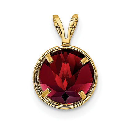 14K Yellow Gold 8mm Garnet Checker bezel pendant
