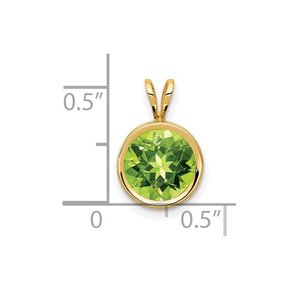 14k 8mm Peridot bezel Pendant