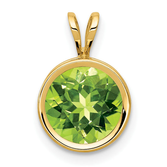 14k 8mm Peridot bezel Pendant