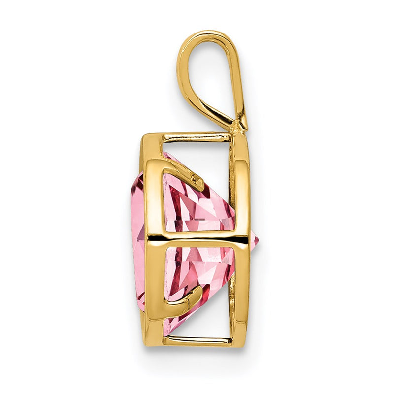 14k Yellow Gold 8mm Pink Tourmaline bezel pendant